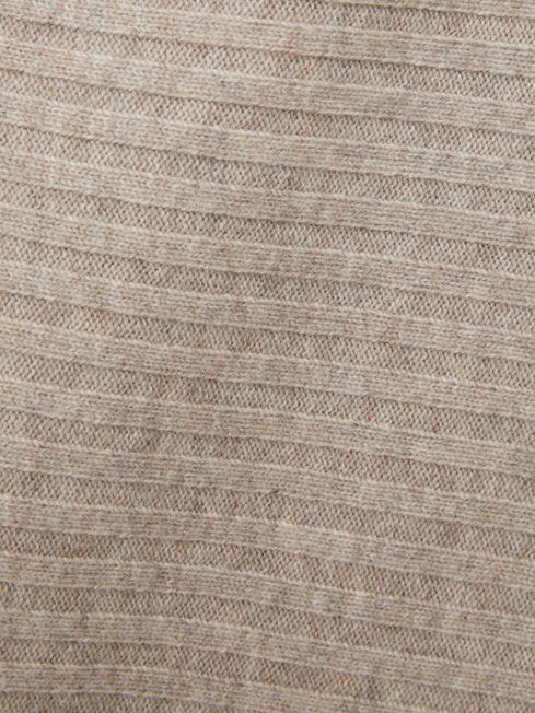 Reiss Neutral Nelly Wool-Cashmere Off-The-Shoulder Draped Jumper