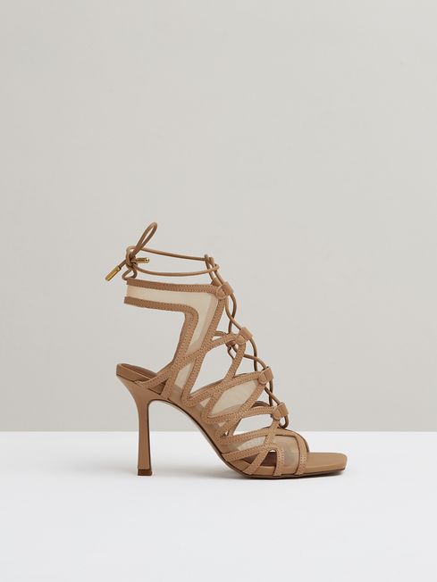 Neutral strappy heels deals