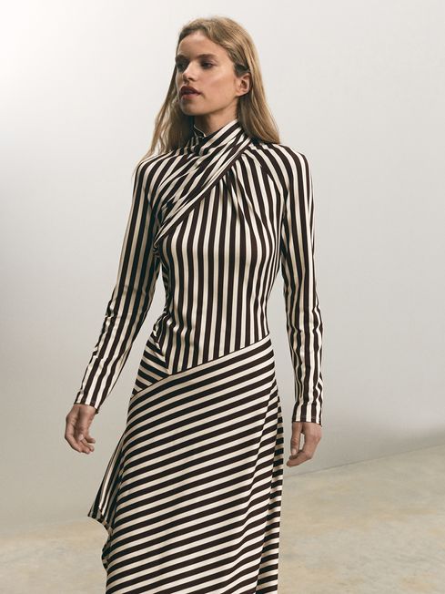 Black and white striped jersey dress cheap
