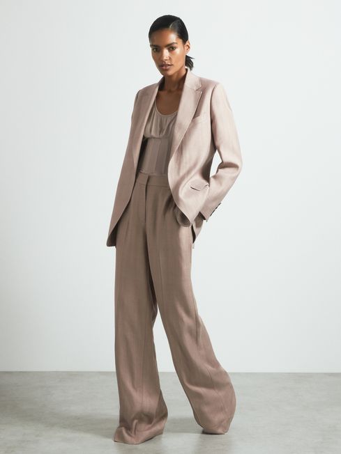Reiss Pink Rosa Atelier Tailored Double Breasted Suit Blazer