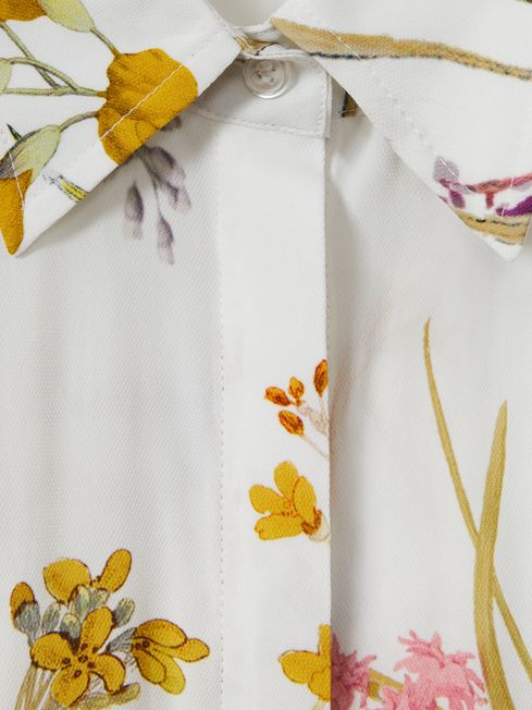 Reiss Ivory Faye Relaxed Floral Print Shirt