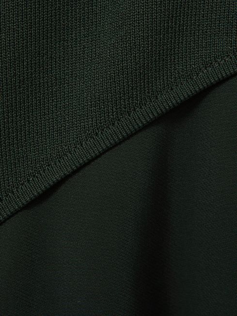 Reiss Green Rene Hybrid Knit Midi Dress