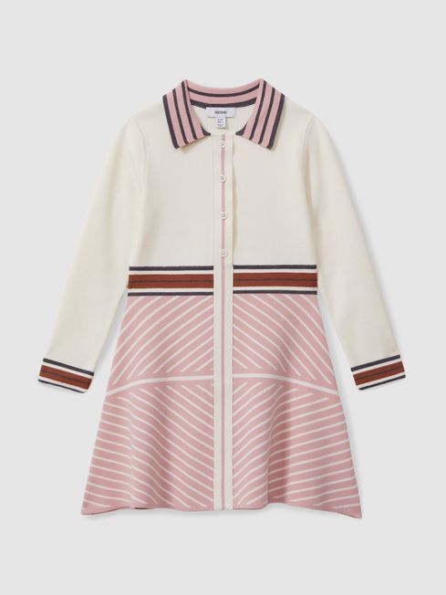 Reiss Zana Knitted Striped Collar Dress REISS Rest of Europe