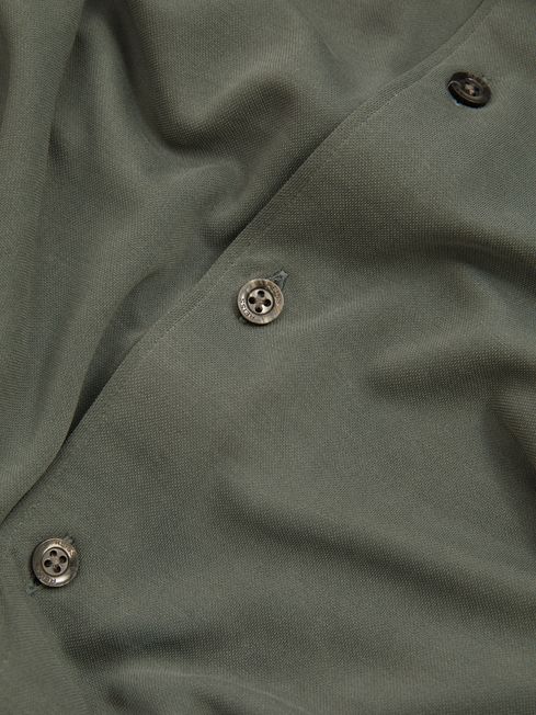 Modal Blend Cutaway Collar Shirt in Green Smoke