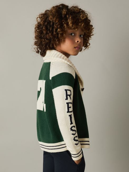 Reiss Huston Knitted Varsity Cardigan REISS Rest of World