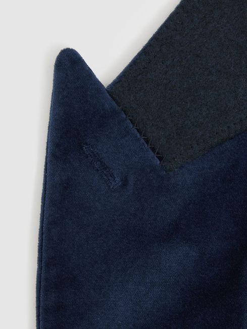 Cotton-Blend Velvet Blazer in Baltic Blue