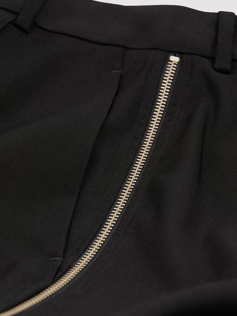 Atelier Virgin Wool Zipped-Outseam Trousers in Black