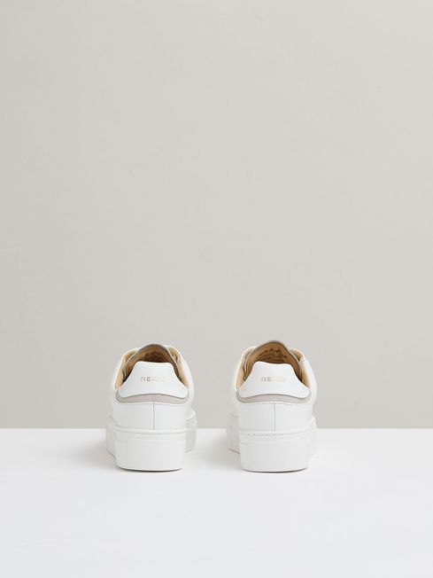 Reiss White Francesca Leather Low-Top Trainers