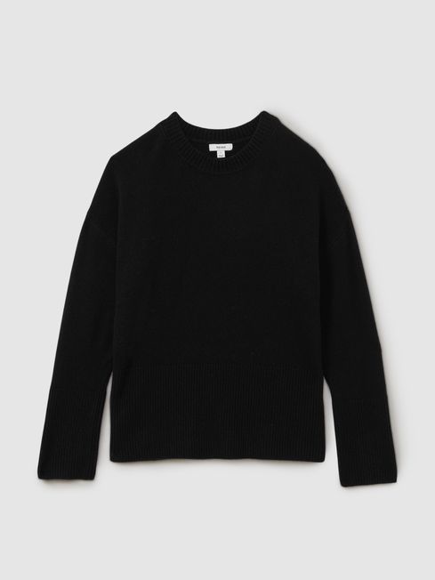 Reiss Black Wool Blend Crew Neck Jumper M