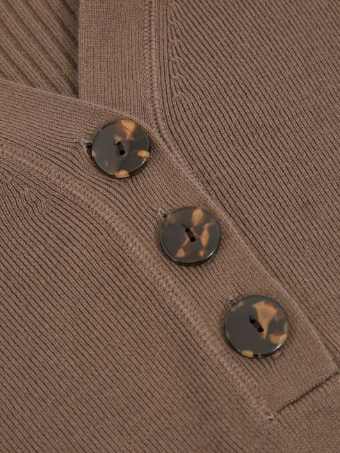 Reiss Mink Reece Ribbed Sleeve Jumper