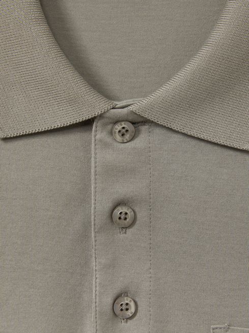 Mercerised Cotton Polo Shirt in Dusty Green