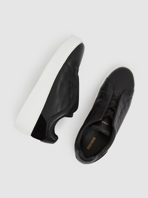 Leather Slip On Trainers in Black