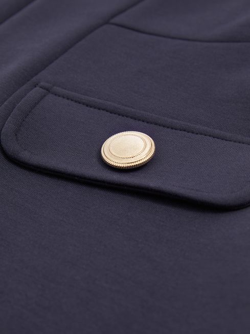 Reiss Navy Anna Junior Jersey Puff Sleeve Dress