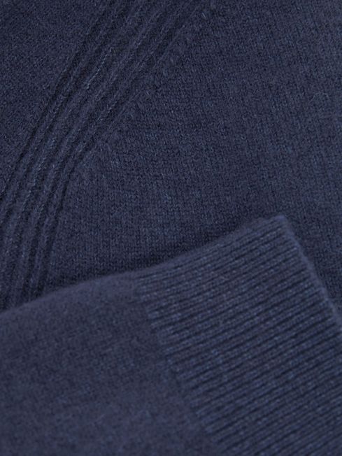 Wool Blend Crew Neck Jumper in Dark Airforce Blue