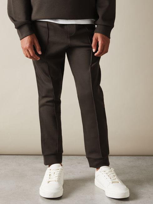 9 13 yrs Interlock Jersey Drawstring Joggers in Chocolate Brown REISS Netherlands