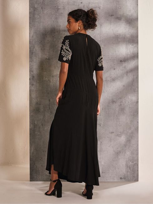 Margot Black Beaded Maxi Dress FatFace Ireland