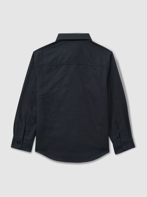 Reiss Navy/Camel Benton 4-9 yrs 100% Cotton Oxford Embroidered Button Down Shirt