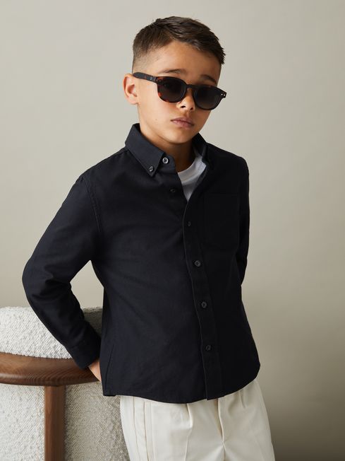 Reiss Navy Greenwich 9-13 yrs Button Down Oxford Shirt