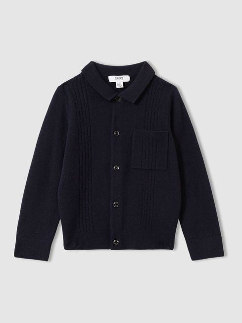 Reiss Navy Lockhurst 3-9 yrs Wool Cable Knit Cardigan