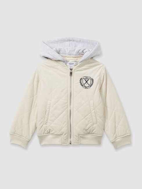 Reiss Off White/Grey Ture 9-13 yrs Embroidered Quilted Needlecord Jacket