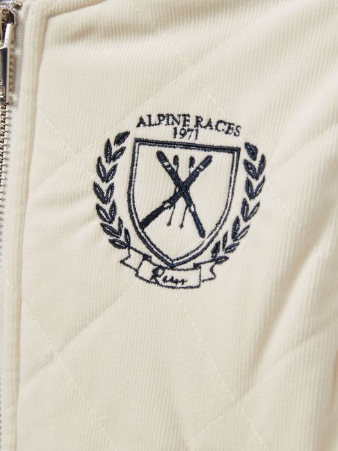 Reiss Off White/Grey Ture 9-13 yrs Embroidered Quilted Needlecord Jacket