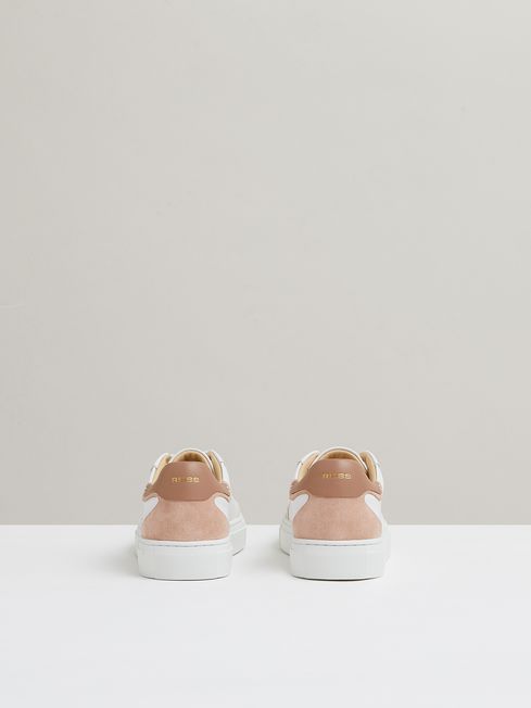 Reiss White Nude Leather Contrast Detail Trainers 336