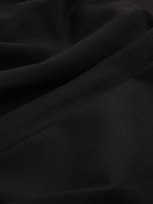 Reiss Black Arwen Strapless Pleated Midi Dress