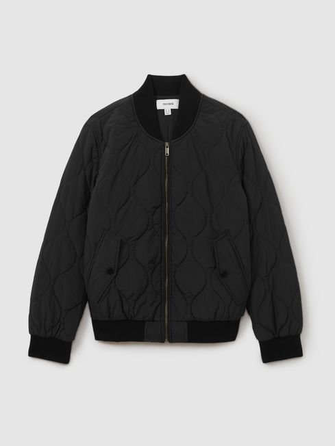 Quilted black bomber jacket outlet
