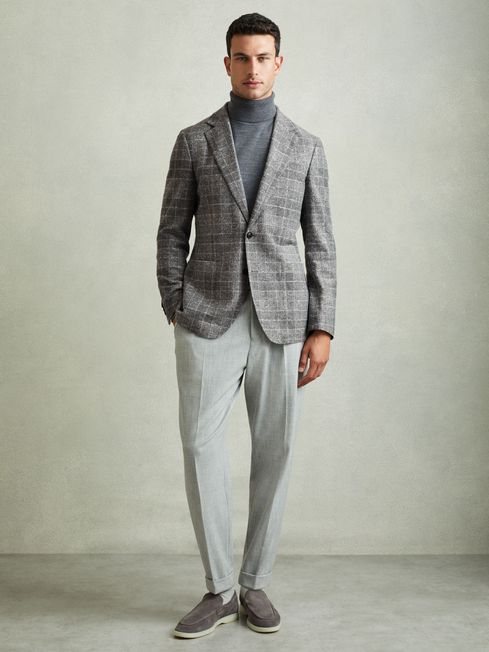 Checked Single Breasted Blazer with Wool in Grey REISS Ireland