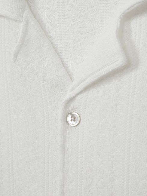 Oscar Jacobson Cotton Open-Knit Cuban Collar Shirt