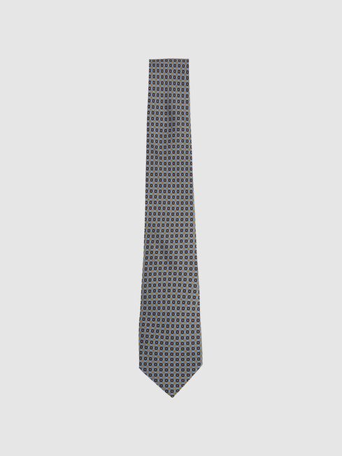 Reiss Soft Blue Mondello Silk Floral Print Tie