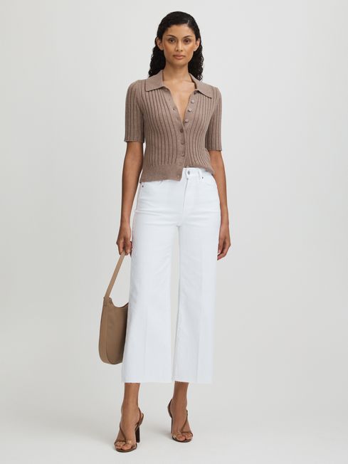 Paige Wide Leg Raw Hem Cropped Jeans