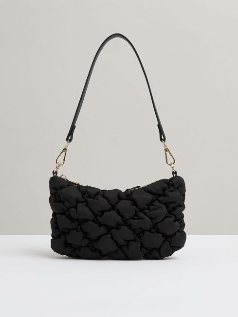 Quilted Shoulder Bag in Black REISS Ireland