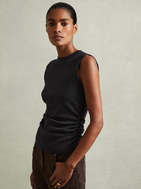 Ribbed ruched top clearance