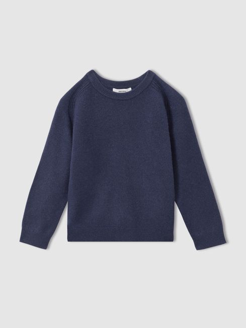 Teen Wool Blend Crew Neck Jumper in Dark Airforce Blue REISS Canada