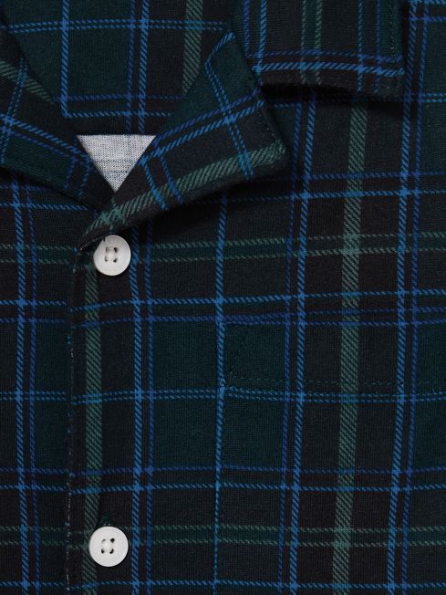 Reiss Green/Navy/White Tomba Set 9-13 yrs Brushed-Cotton Check Pyjama Set