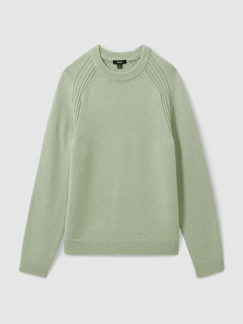 Wool Blend Raglan Sleeve Jumper in Sage Green