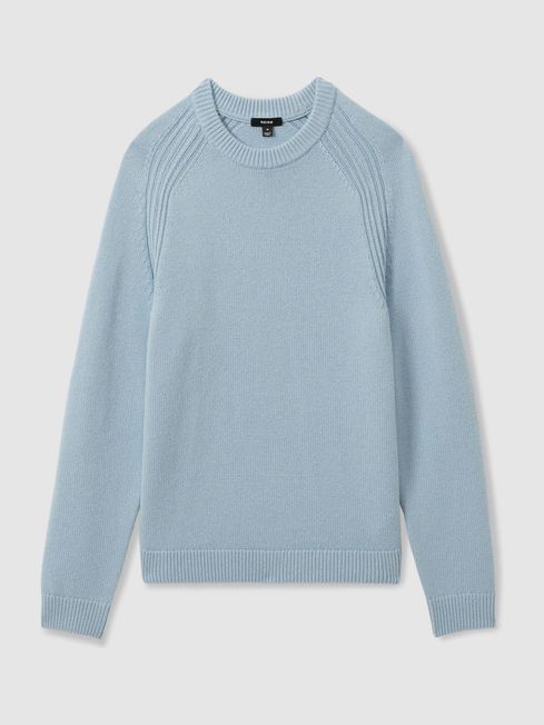 Reiss Soft Blue Wool Blend Raglan Sleeve Jumper XL