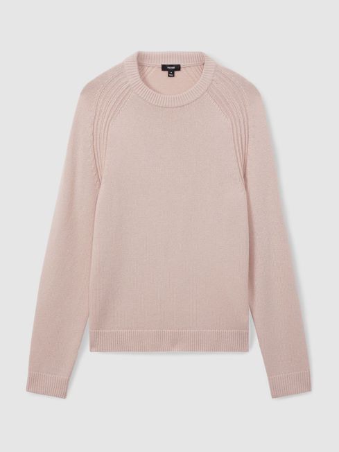 Reiss Soft Pink Wool Blend Raglan Sleeve Jumper M