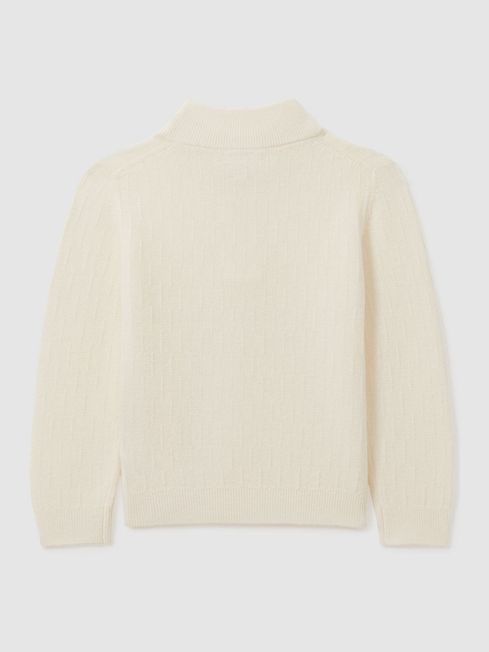 Reiss Off White Chester 9-13 yrs Zipped Funnel-Neck Wool Jumper