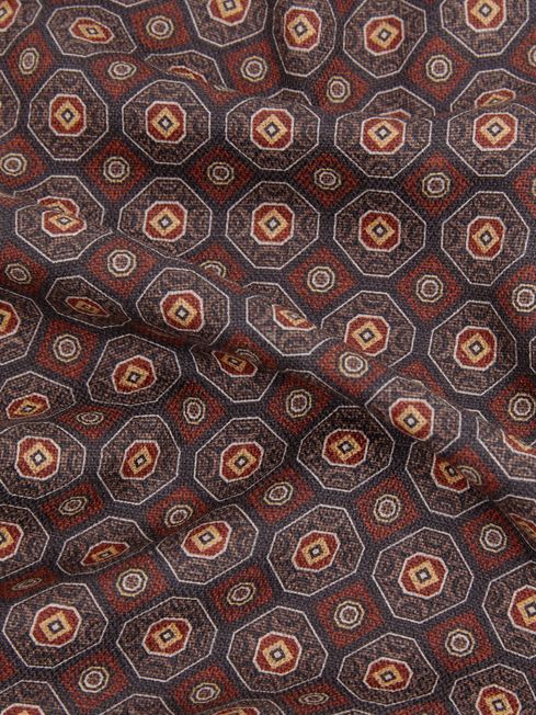 Reversible Silk Pocket Square in Charcoal/Rust