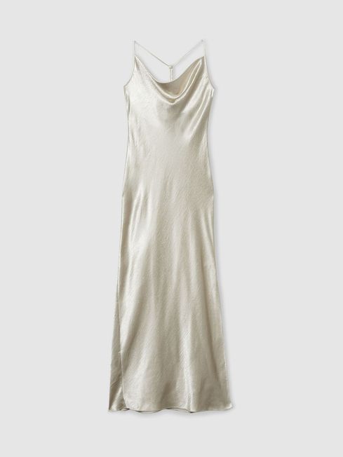 White cowl neck silk dress on sale