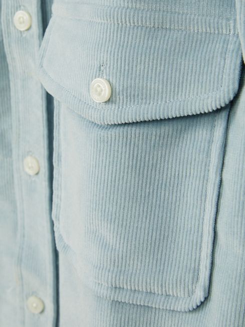 Cotton-Blend Corduroy Overshirt in Soft Blue