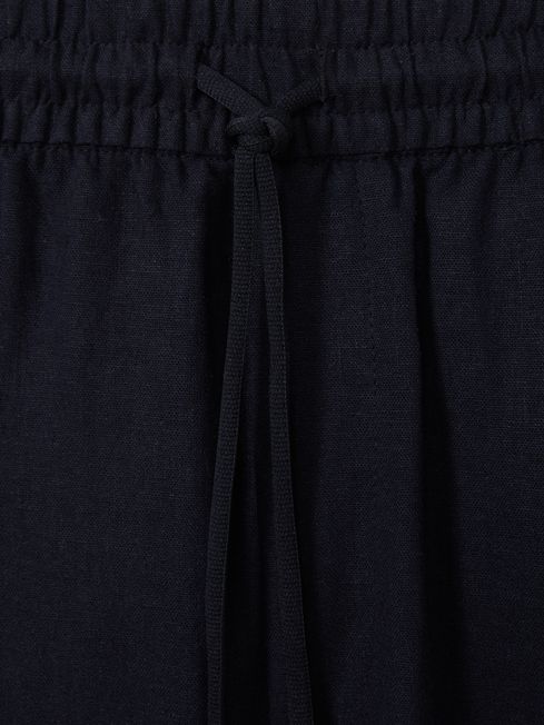 Les Deux Forest Green Linen Blend Drawstring Trousers