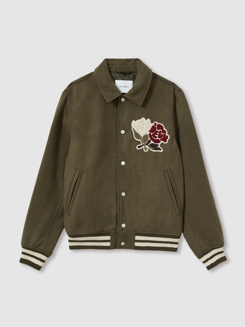 Wool blend varsity jacket discount