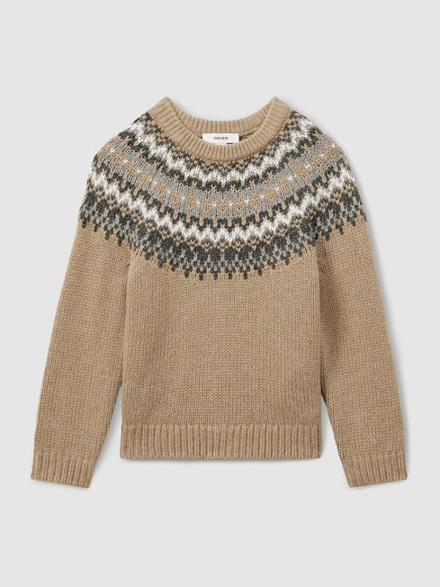 3 9 yrs Fair Isle Jumper with Cotton and Wool in Mouse Melange REISS USA