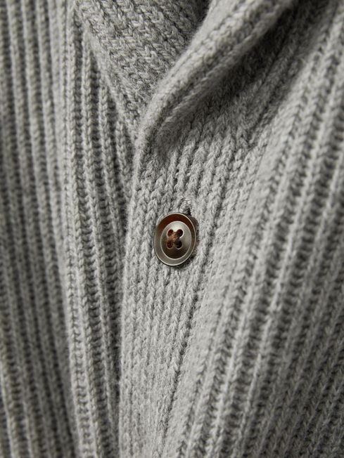 Reiss Nimbus Ribbed Shawl Cardigan With Merino Wool REISS Rest of Europe