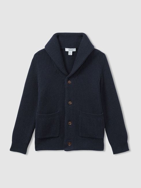 Wool navy cardigan cheap