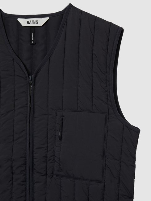 Rains Quilted-Shell Gilet in Navy