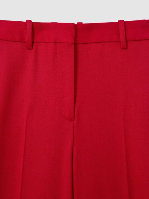 Reiss Red Anna Wool Blend Wide Leg Trousers